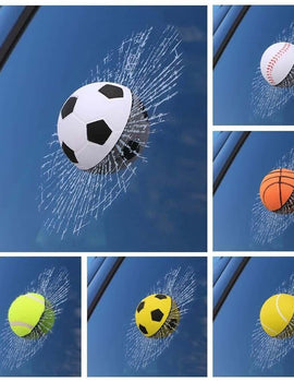 3D Broken Glass Football Car Sticker