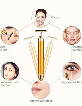 24K Gold Energy Beauty Bar Electric Facial Massage Roller